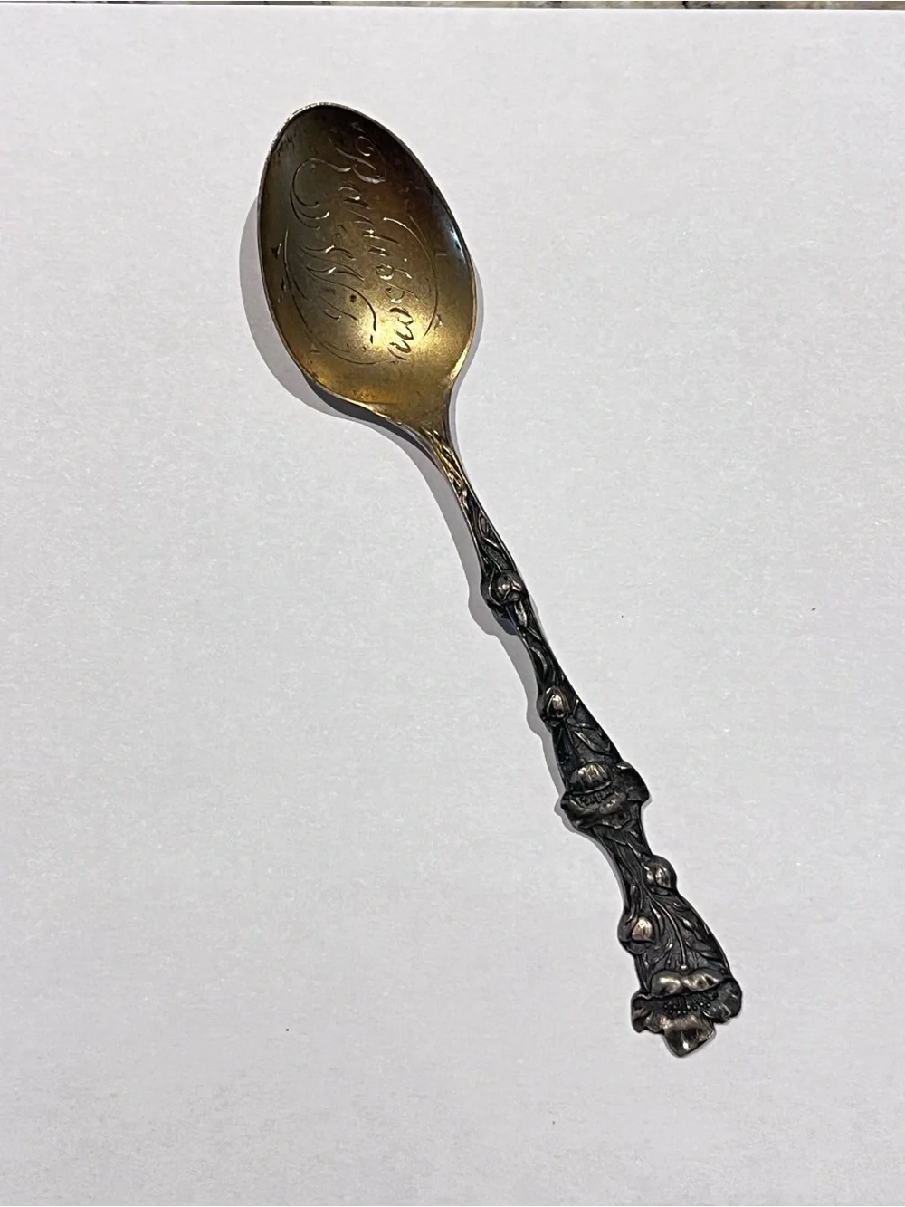 Antique Radisson Wisconsin Souvenir Spoon Floral Silverplate Grand Silver Co